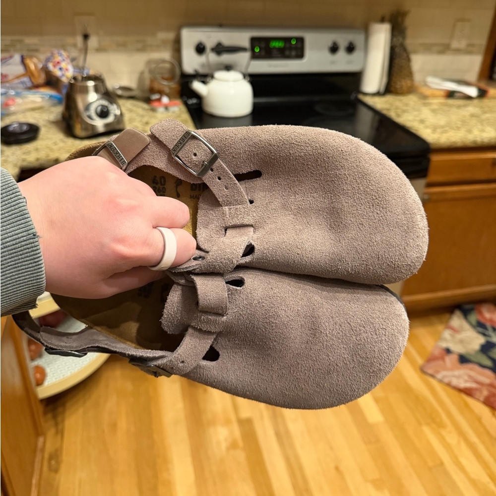 Anthropologie Exclusive Boston Birkenstock’s in Purple Storm Suede